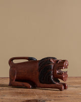 Wooden Lion Hand Carved Block Statue, 1970's