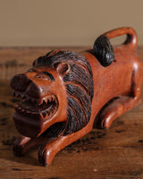 Wooden Lion Hand Carved Block Statue, 1970's