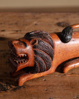Wooden Lion Hand Carved Block Statue, 1970's