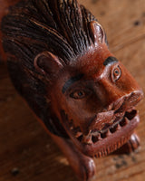Wooden Lion Hand Carved Block Statue, 1970's