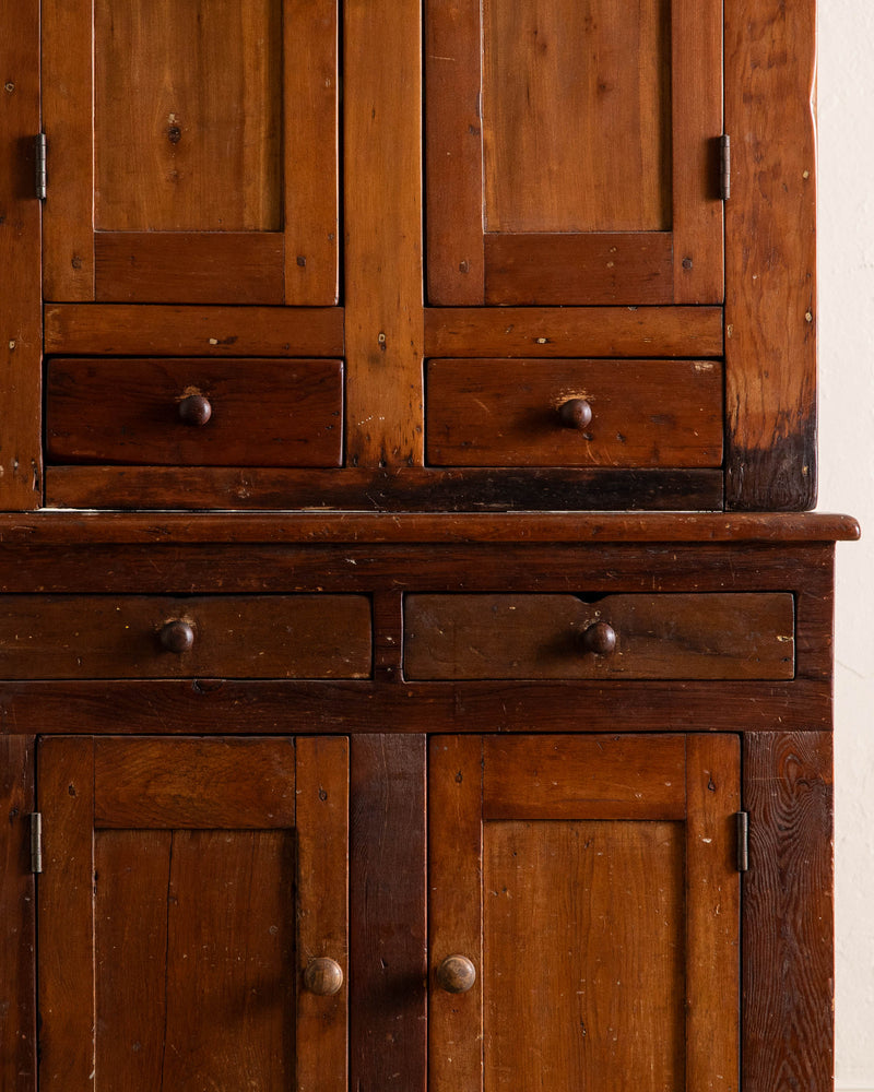 American Pine & Maple Stepback Cupboard, 19th Century