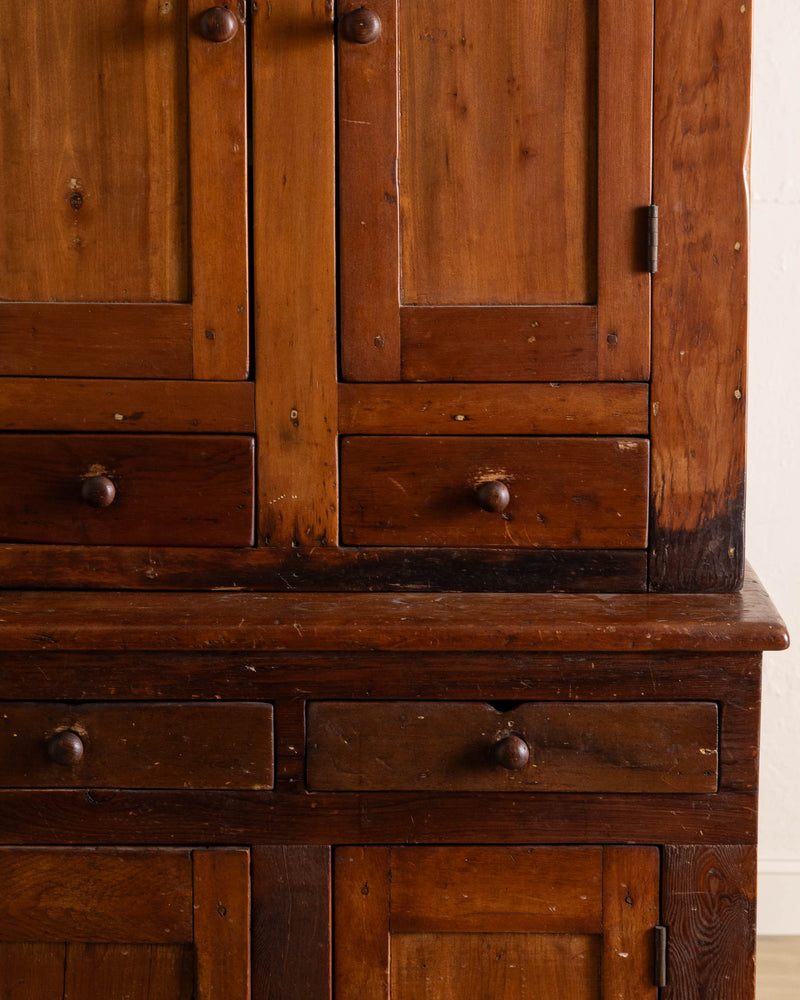 American Pine & Maple Stepback Cupboard, 19th Century