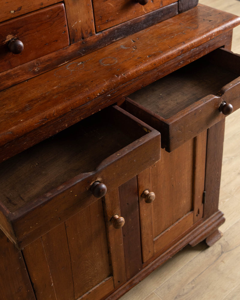 American Pine & Maple Stepback Cupboard, 19th Century