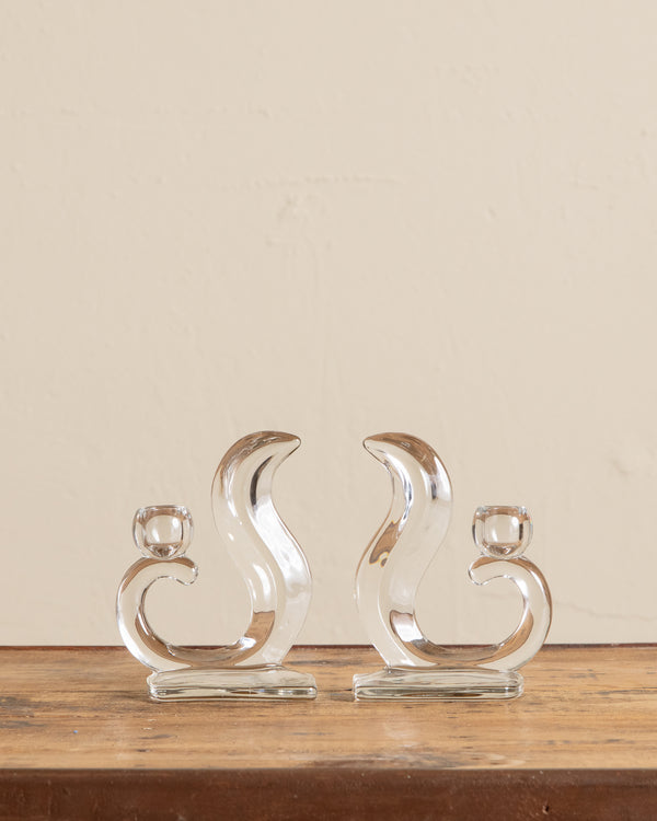 Martinsville Wavy Glass Taper Holders (Set of 2)