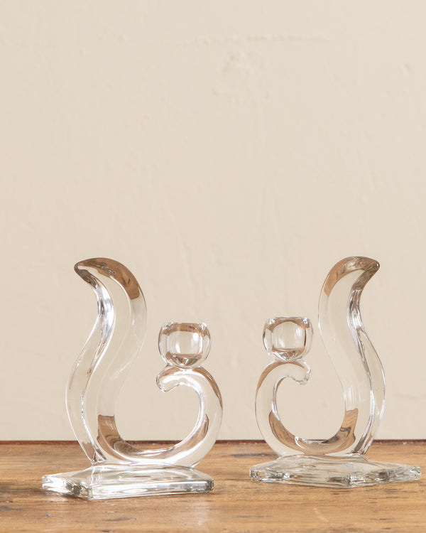Martinsville Wavy Glass Taper Holders (Set of 2)