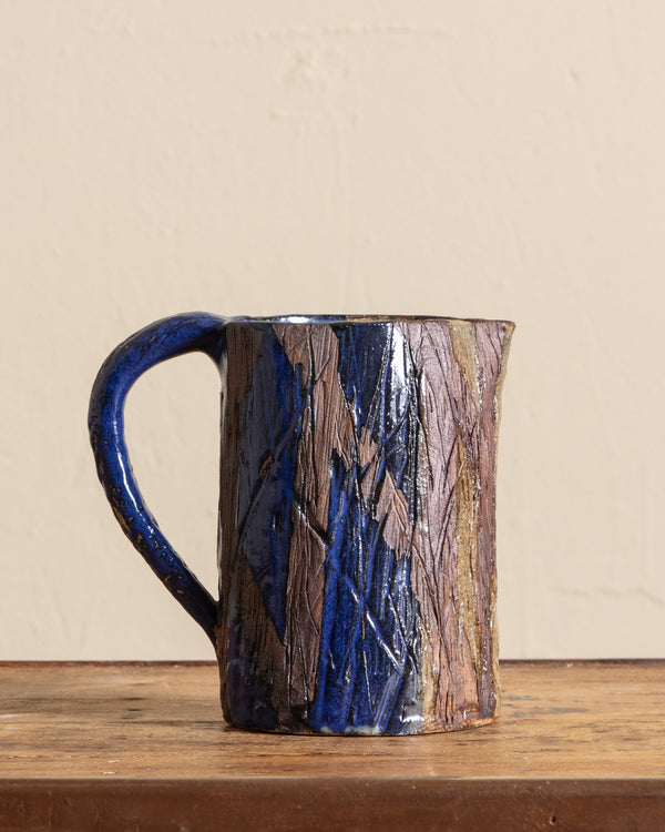Textured Abstract Studio Pottery Pitcher, Signed
