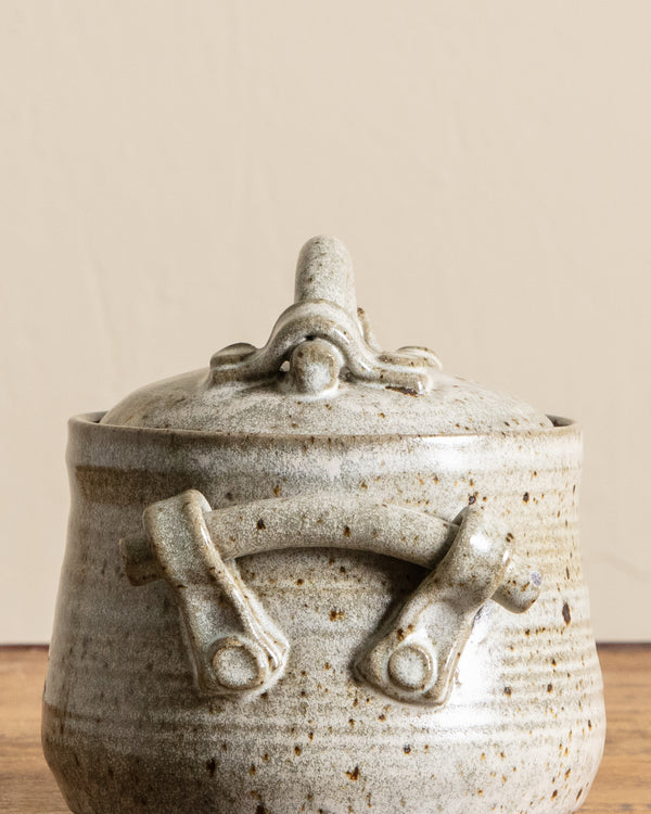 Unique Studio Pottery Lidded Pot, Signed
