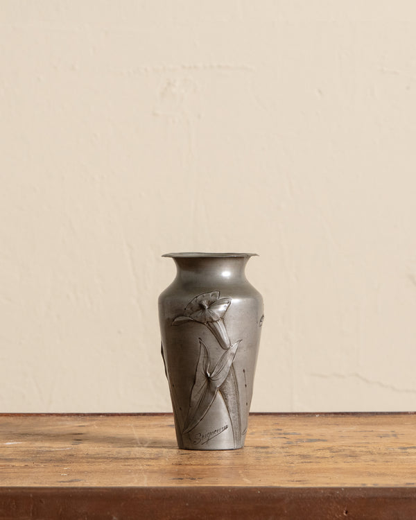 Art Nouveau Pewter Lillies Vase by Seigneurie, France, 1910