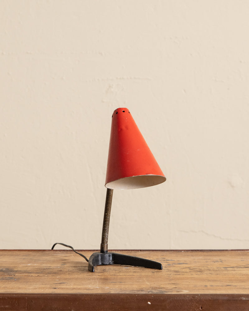 Stilnovo Style Red Metal Desk Lamp, Italy, 1950's