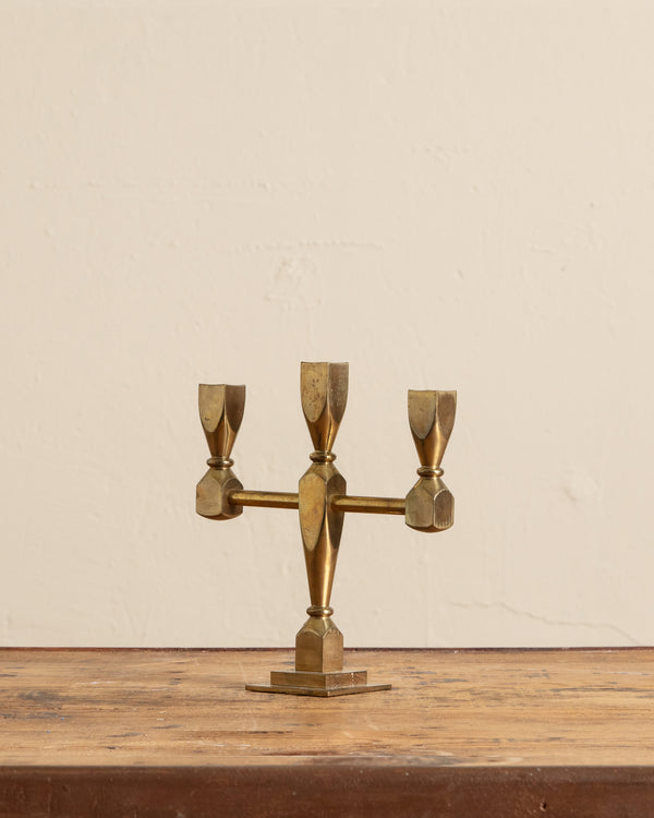 Lars Bergsten Gusum Brass Candelabra, Sweden, 1980's