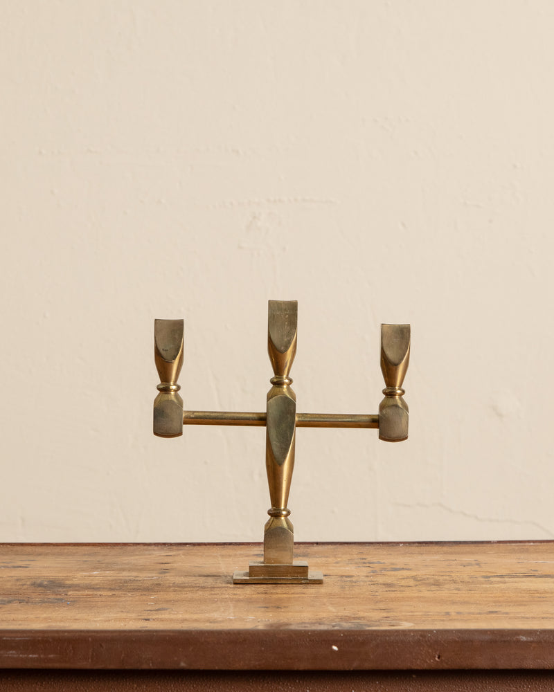 Lars Bergsten Gusum Brass Candelabra, Sweden, 1980's