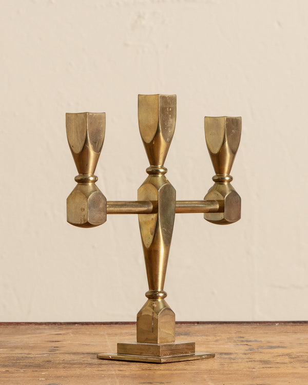 Lars Bergsten Gusum Brass Candelabra, Sweden, 1980's