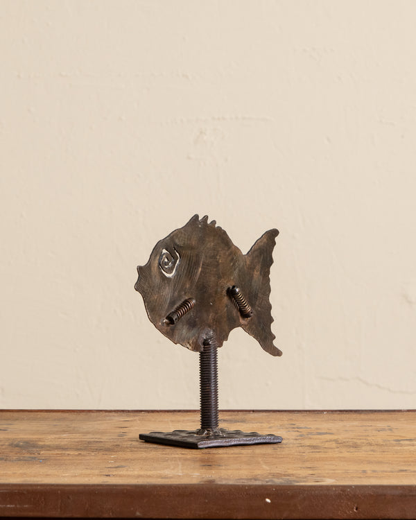 Metal Torch Cut Brutalist Fish Statue