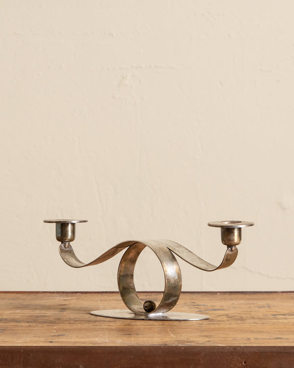 Art Deco Silver Twist Candleholder