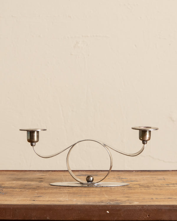 Art Deco Silver Twist Candleholder