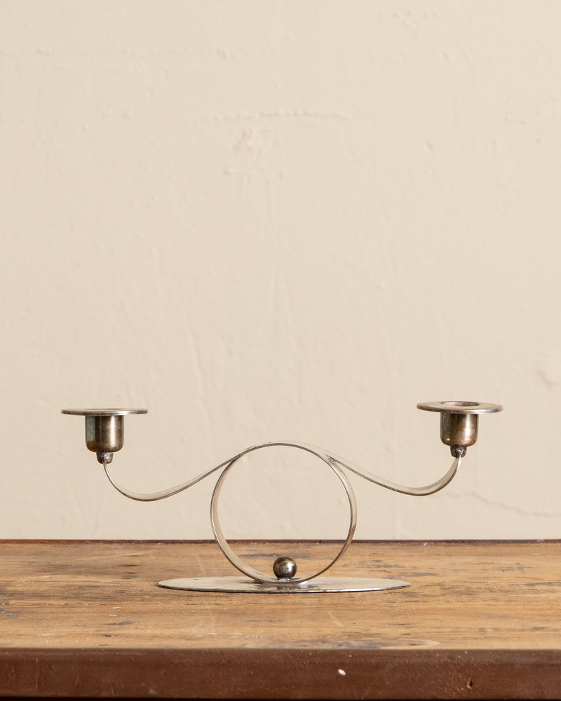 Art Deco Silver Twist Candleholder