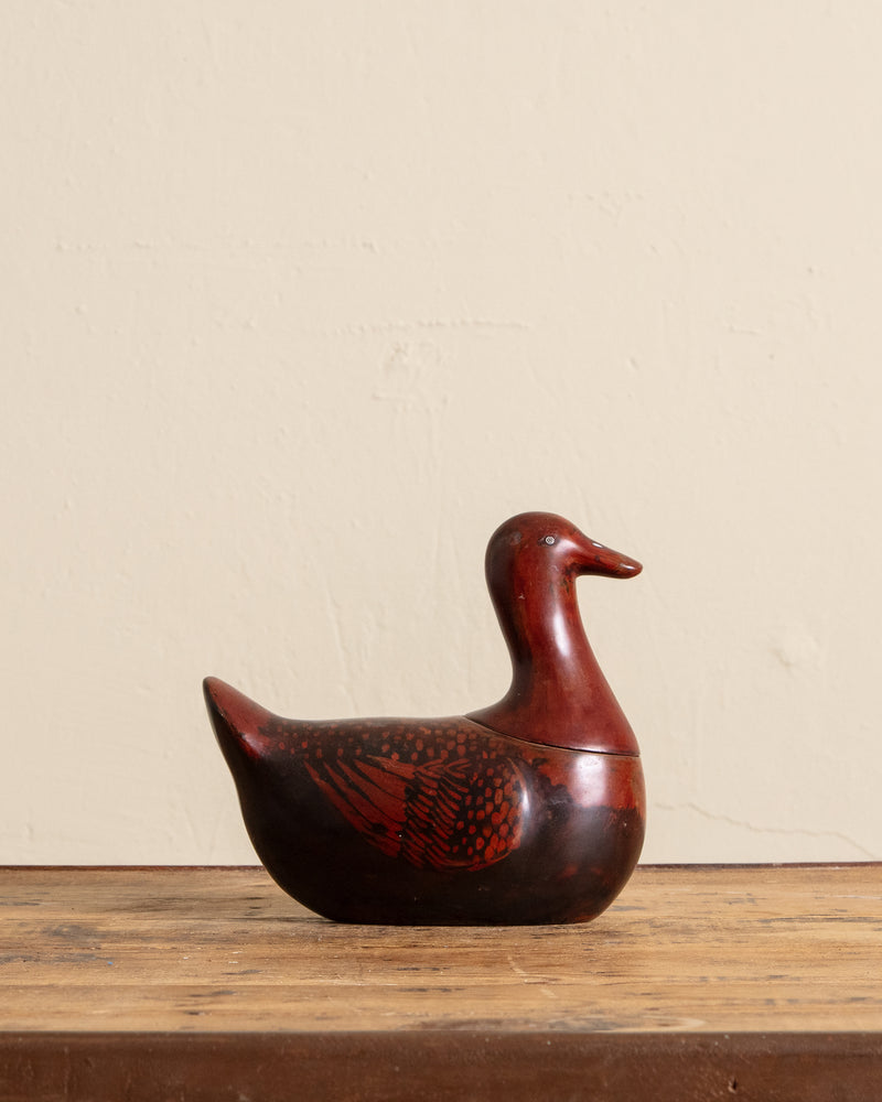 Chinese Lacquered Wooden Duck Box