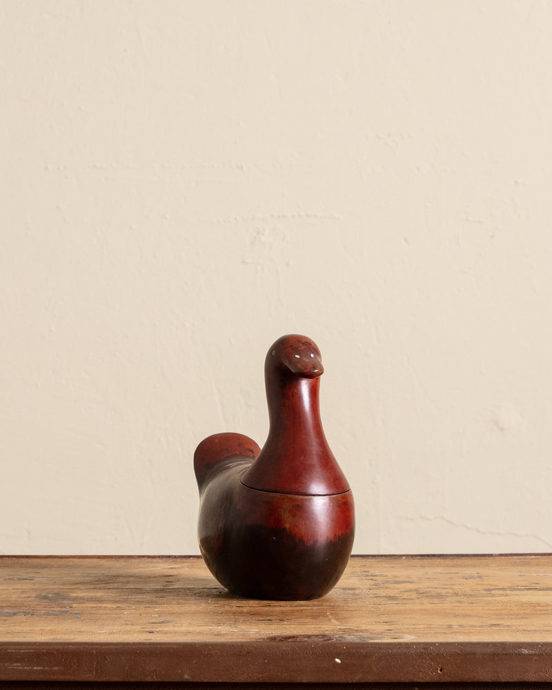 Chinese Lacquered Wooden Duck Box