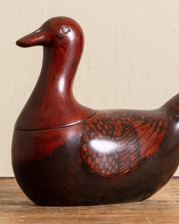Chinese Lacquered Wooden Duck Box