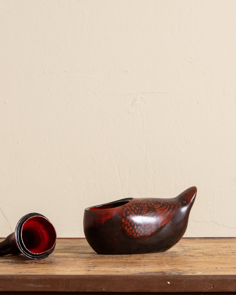 Chinese Lacquered Wooden Duck Box