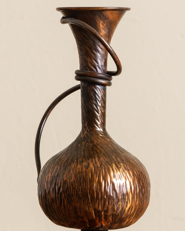 Abstract Hammered Copper Art Vase