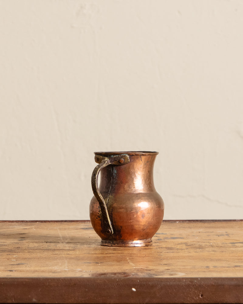 19th Century Hammered Copper Handle Pitcher