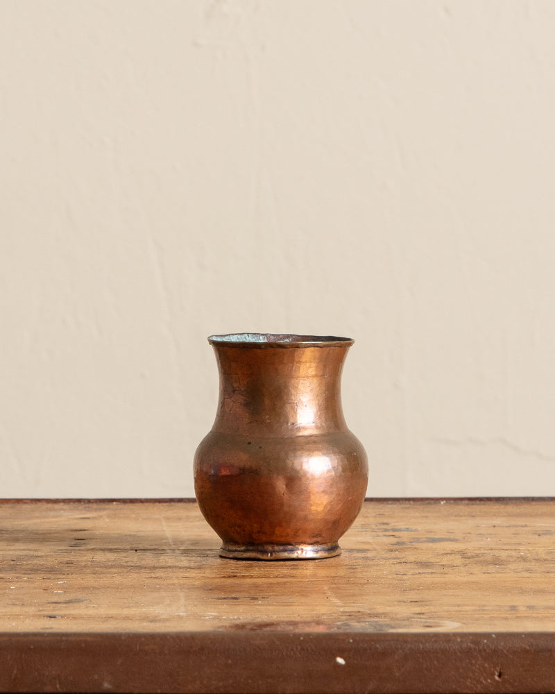 19th Century Hammered Copper Handle Pitcher