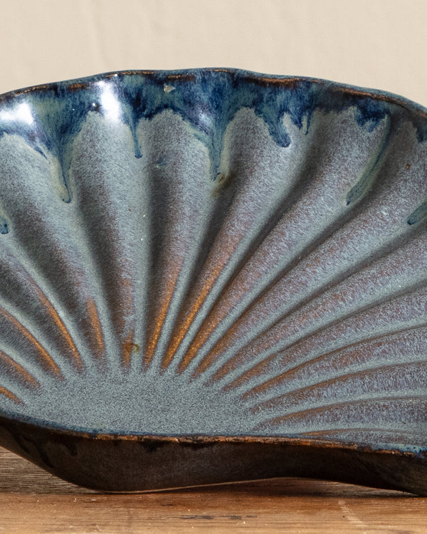 Blue Shell Studio Pottery Dish, Signed