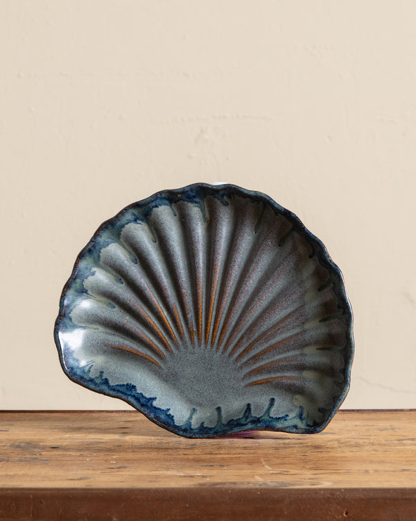 Blue Shell Studio Pottery Dish, Signed