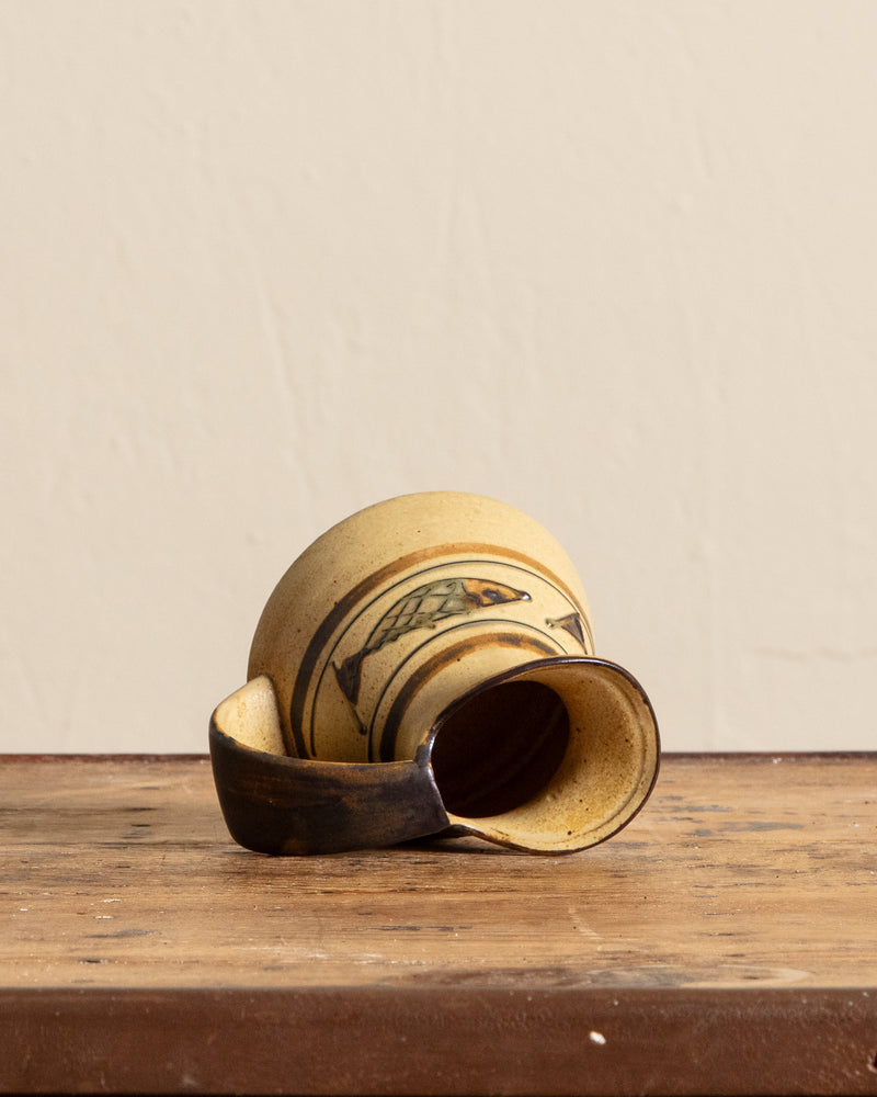 Small Ceramic Pitcher w/ Fish Painting