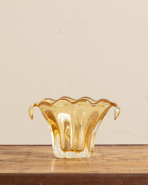 Yellow Murano Fluted Glass Vase