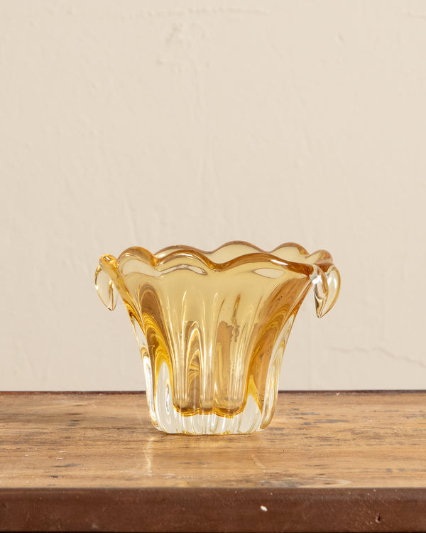 Yellow Murano Fluted Glass Vase