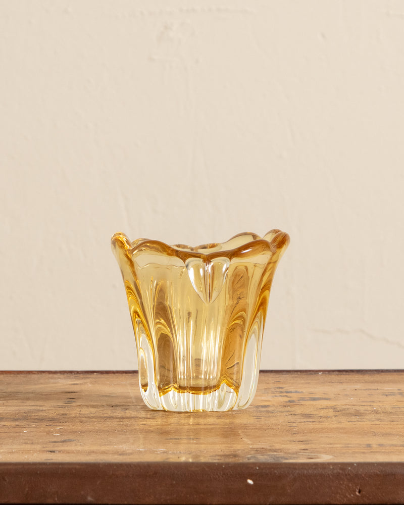 Yellow Murano Fluted Glass Vase