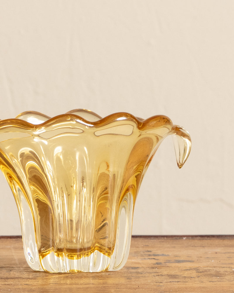Yellow Murano Fluted Glass Vase