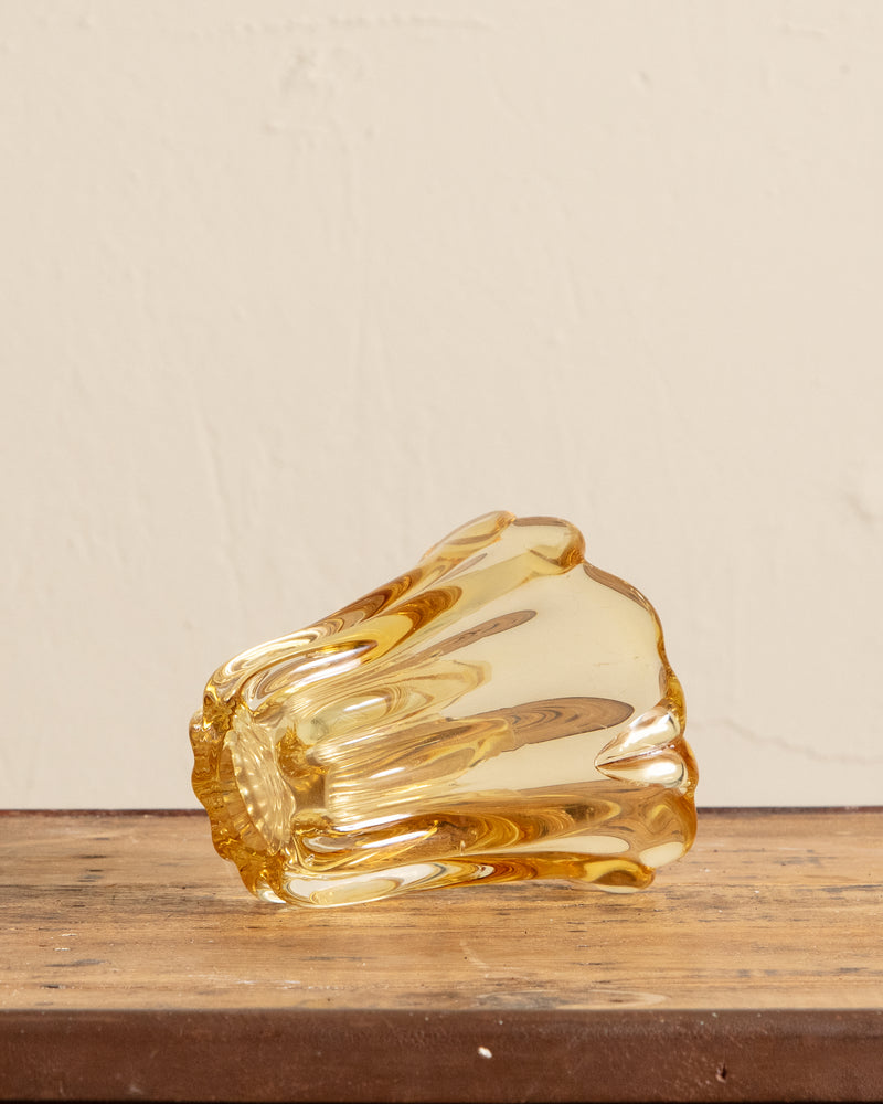 Yellow Murano Fluted Glass Vase