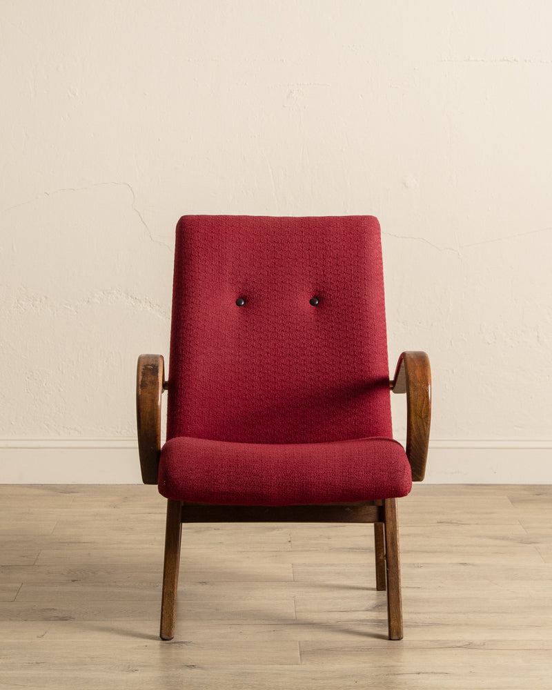 Pair of Jaroslav Smidek Beech Lounge Chairs, Czechoslovakia, 1970's