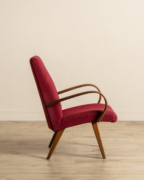 Pair of Jaroslav Smidek Beech Lounge Chairs, Czechoslovakia, 1970's