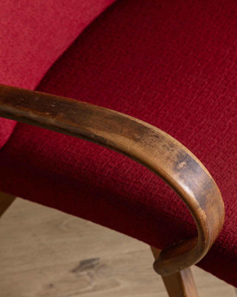 Pair of Jaroslav Smidek Beech Lounge Chairs, Czechoslovakia, 1970's