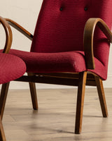 Pair of Jaroslav Smidek Beech Lounge Chairs, Czechoslovakia, 1970's