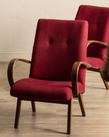 Pair of Jaroslav Smidek Beech Lounge Chairs, Czechoslovakia, 1970's
