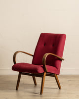 Pair of Jaroslav Smidek Beech Lounge Chairs, Czechoslovakia, 1970's