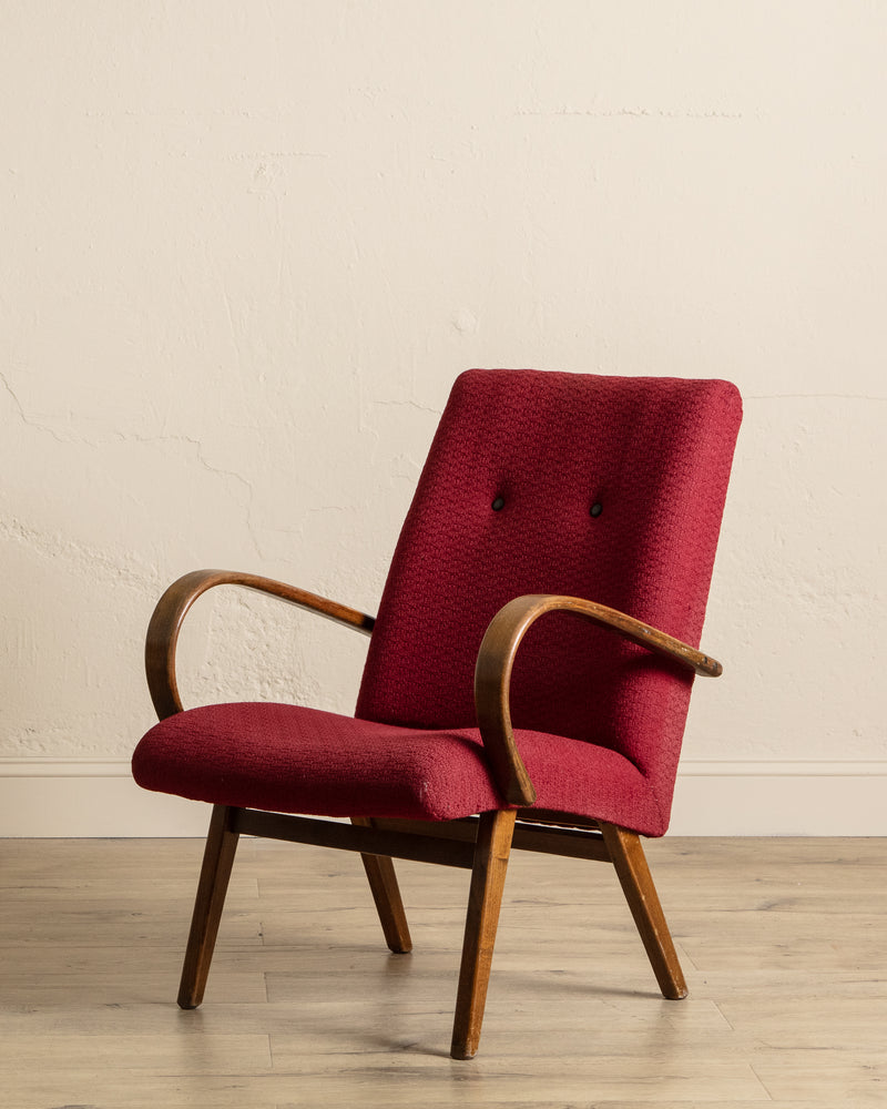 Pair of Jaroslav Smidek Beech Lounge Chairs, Czechoslovakia, 1970's