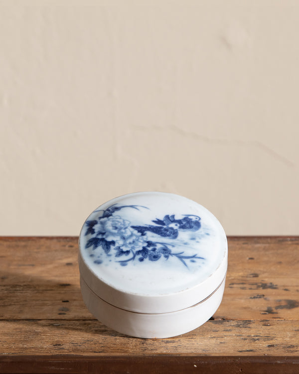 Blue and White Porcelain Ducks & Flowers Ink Box