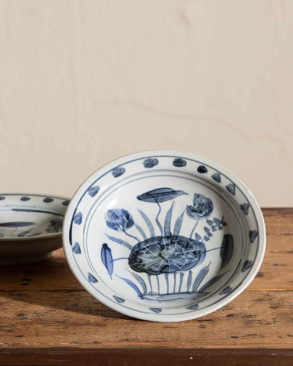 Small Blue and White Porcelain Lotus Dish