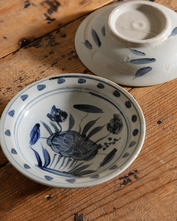 Small Blue and White Porcelain Lotus Dish