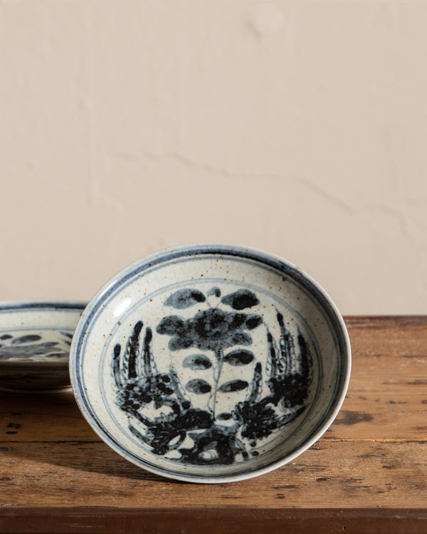 Small Blue and White Porcelain Floral Bouquet Dish
