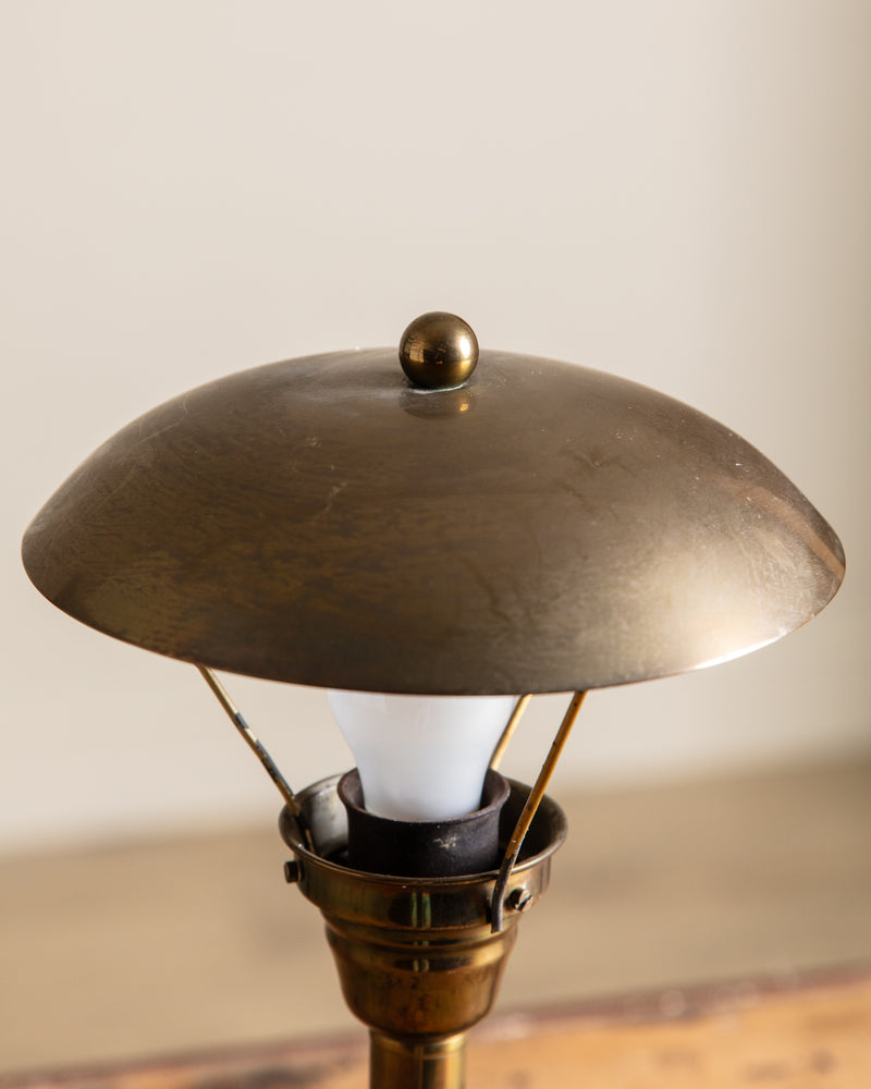 Art Deco Brass Mushroom Lamp, Italy, 1920's