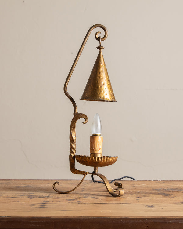 Spanish Wrought Iron Brutalist Table Lamp, France, 1950's