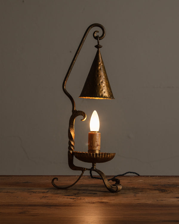 Spanish Wrought Iron Brutalist Table Lamp, France, 1950's