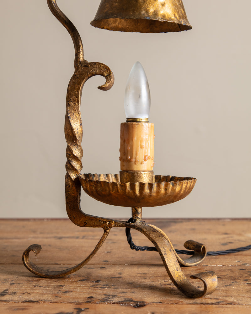 Spanish Wrought Iron Brutalist Table Lamp, France, 1950's
